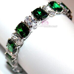 Dressy Emerald Green Cz Cubic Zirconia Gala Prom Tennis Bracelet